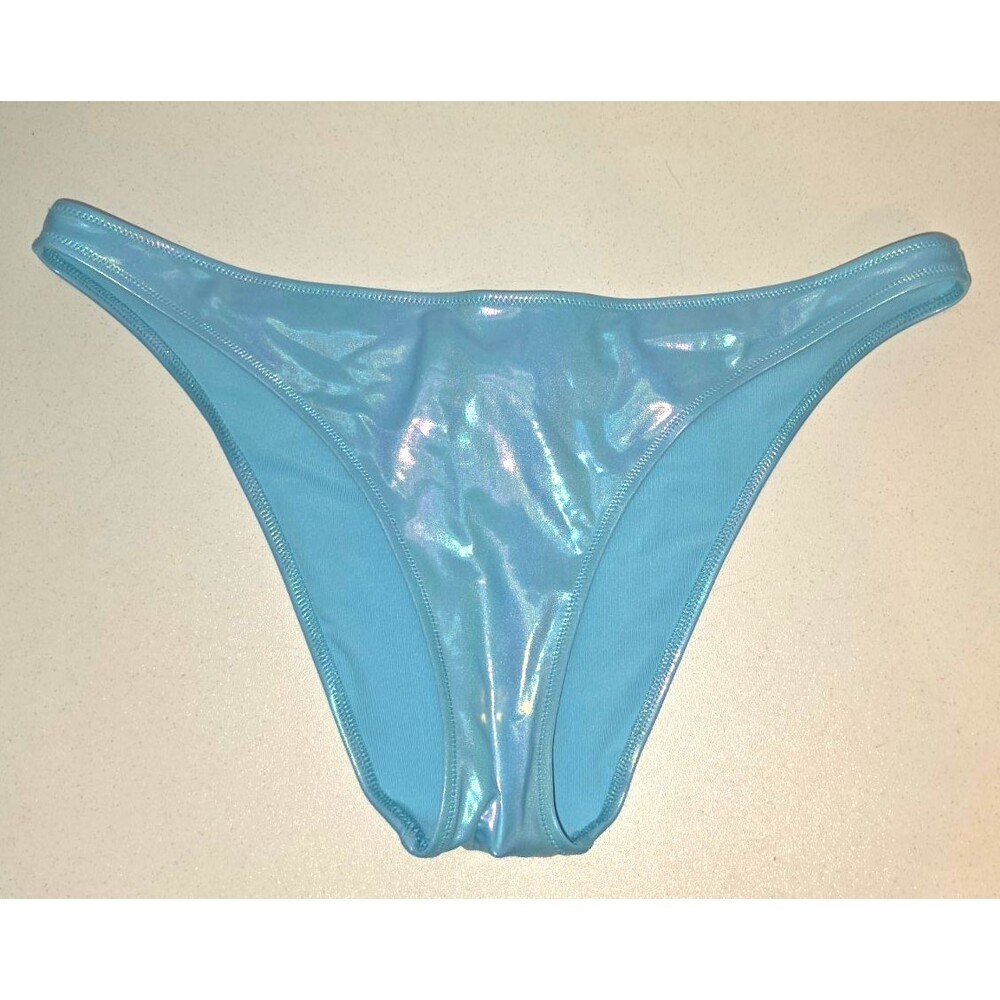 Aerie Cheeky Blue Iridescent Glow Size Large Swim Bathing Suit Bottom L NEW